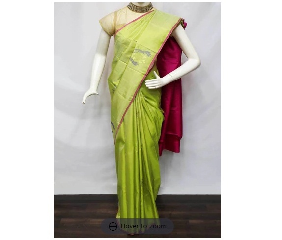 Pista Green With Pink Soft Silk Saree